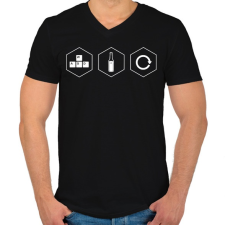 PRINTFASHION Game Refual Repeat - Férfi V-nyakú póló - Fekete férfi póló