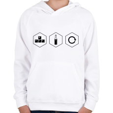 PRINTFASHION Game Refuel Repeat logó - Gyerek kapucnis pulóver - Fehér