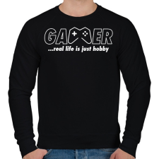 PRINTFASHION Gamer: a való élet csak hobbi - Férfi pulóver - Fekete férfi pulóver, kardigán