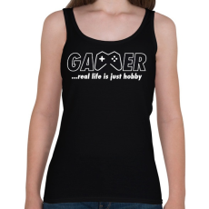 PRINTFASHION Gamer: a való élet csak hobbi - Női atléta - Fekete