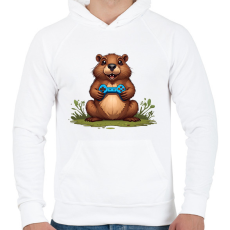 PRINTFASHION gamer bober - Férfi kapucnis pulóver - Fehér