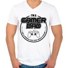 PRINTFASHION Gamer Dad - Férfi V-nyakú póló - Fehér