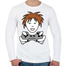 PRINTFASHION Gamer - Férfi hosszú ujjú póló - Fehér férfi póló