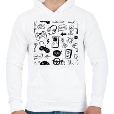 PRINTFASHION gamer - Férfi kapucnis pulóver - Fehér