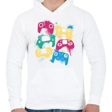 PRINTFASHION Gamer - Férfi kapucnis pulóver - Fehér