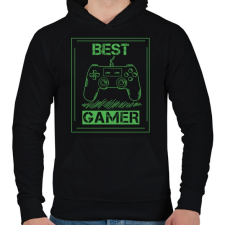 PRINTFASHION Gamer  - Férfi kapucnis pulóver - Fekete férfi pulóver, kardigán