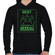PRINTFASHION Gamer - Férfi kapucnis pulóver - Fekete férfi pulóver, kardigán