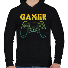 PRINTFASHION GAMER  - Férfi kapucnis pulóver - Fekete férfi pulóver, kardigán