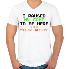 PRINTFASHION Gamer - Férfi V-nyakú póló - Fehér férfi póló