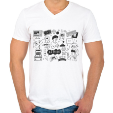 PRINTFASHION gamer - Férfi V-nyakú póló - Fehér