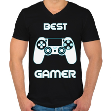 PRINTFASHION Gamer  - Férfi V-nyakú póló - Fekete férfi póló