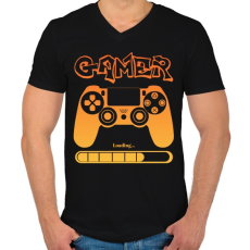 PRINTFASHION Gamer - Férfi V-nyakú póló - Fekete
