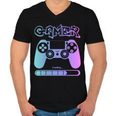 PRINTFASHION Gamer - Férfi V-nyakú póló - Fekete
