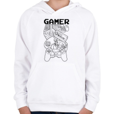 PRINTFASHION GAMER - Gyerek kapucnis pulóver - Fehér gyerek pulóver, kardigán