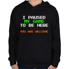 PRINTFASHION Gamer - Gyerek kapucnis pulóver - Fekete gyerek pulóver, kardigán