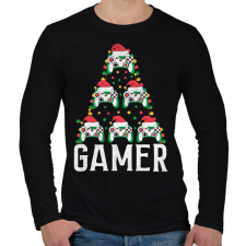 PRINTFASHION gamer karácsonyfa - Férfi hosszú ujjú póló - Fekete férfi póló