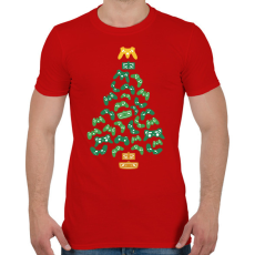 PRINTFASHION Gamer karácsonyfa - Férfi póló - Piros