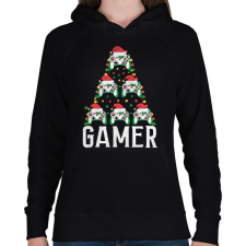 PRINTFASHION gamer karácsonyfa - Női kapucnis pulóver - Fekete női pulóver, kardigán