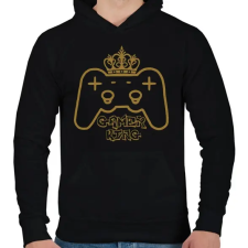 PRINTFASHION Gamer king - Férfi kapucnis pulóver - Fekete férfi pulóver, kardigán