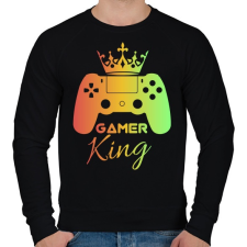 PRINTFASHION Gamer king  - Férfi pulóver - Fekete férfi pulóver, kardigán