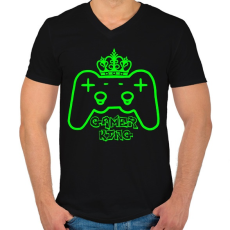 PRINTFASHION Gamer king - Férfi V-nyakú póló - Fekete
