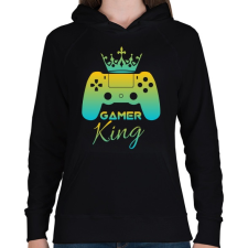 PRINTFASHION Gamer king  - Női kapucnis pulóver - Fekete női pulóver, kardigán
