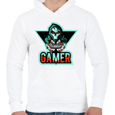 PRINTFASHION Gamer koponya 2 - Férfi kapucnis pulóver - Fehér férfi pulóver, kardigán