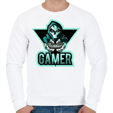 PRINTFASHION Gamer koponya - Férfi pulóver - Fehér