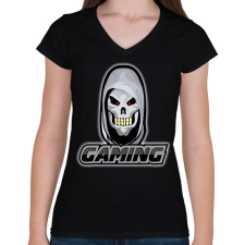 PRINTFASHION Gamer koponya - Női V-nyakú póló - Fekete női póló