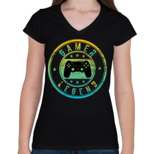 PRINTFASHION Gamer legend - Női V-nyakú póló - Fekete női póló