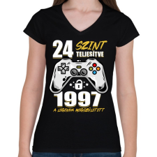 PRINTFASHION Gamer Legenda - Női V-nyakú póló - Fekete női póló