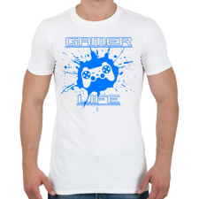 PRINTFASHION GAMER LIFE - Férfi póló - Fehér férfi póló