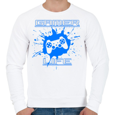 PRINTFASHION GAMER LIFE - Férfi pulóver - Fehér férfi pulóver, kardigán