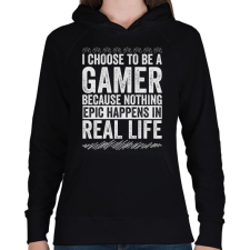 PRINTFASHION Gamer life - Női kapucnis pulóver - Fekete női pulóver, kardigán