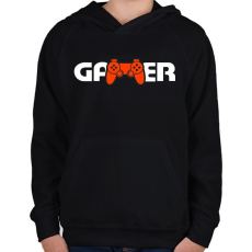 PRINTFASHION Gamer logó - Gyerek kapucnis pulóver - Fekete
