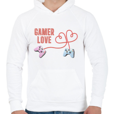 PRINTFASHION Gamer Love - Férfi kapucnis pulóver - Fehér