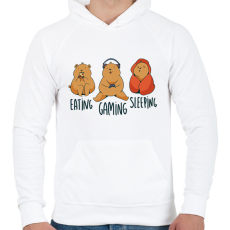 PRINTFASHION Gamer maci - Férfi kapucnis pulóver - Fehér