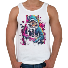 PRINTFASHION Gamer macska - Férfi atléta - Fehér
