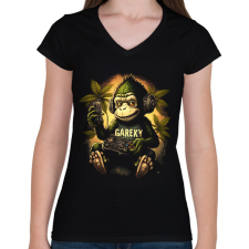 PRINTFASHION Gamer monkey - Női V-nyakú póló - Fekete női póló