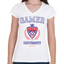 PRINTFASHION gamer - Női V-nyakú póló - Fehér női póló