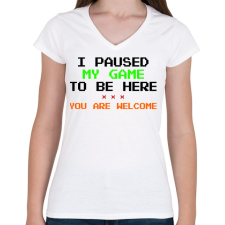 PRINTFASHION Gamer - Női V-nyakú póló - Fehér női póló