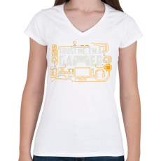 PRINTFASHION Gamer - Női V-nyakú póló - Fehér