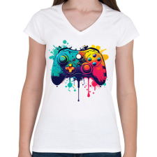 PRINTFASHION gamer - Női V-nyakú póló - Fehér női póló