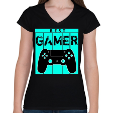 PRINTFASHION Gamer  - Női V-nyakú póló - Fekete női póló