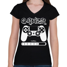 PRINTFASHION Gamer - Női V-nyakú póló - Fekete női póló