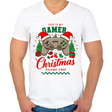 PRINTFASHION Gamer pajama (2) - Férfi V-nyakú póló - Fehér férfi póló