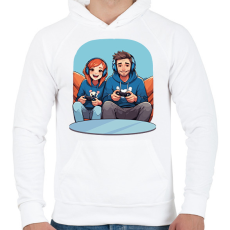 PRINTFASHION Gamer pár - Férfi kapucnis pulóver - Fehér