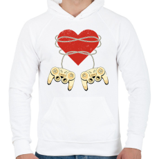 PRINTFASHION Gamer szerelem - Férfi kapucnis pulóver - Fehér