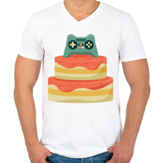 PRINTFASHION Gamer szülinap - Férfi V-nyakú póló - Fehér