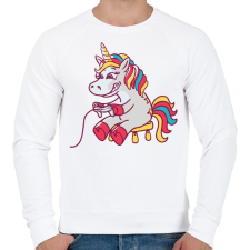 PRINTFASHION Gamer unikornis - Férfi pulóver - Fehér férfi pulóver, kardigán